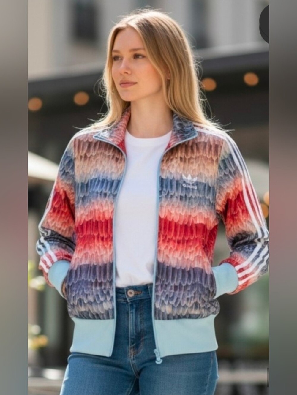 adidas x FARM Rio Menire Firebird Feather Track Jacket Multicolor XS - Picture 2 of 13